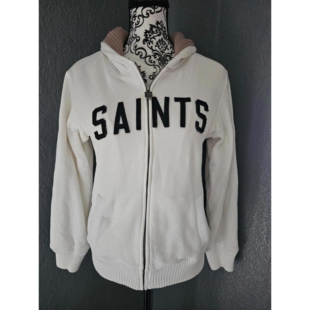 Women's New Orleans Saints Hooded Jacket Zip Up Heavy-Duty Size Small Football - Picture 1 of 14
